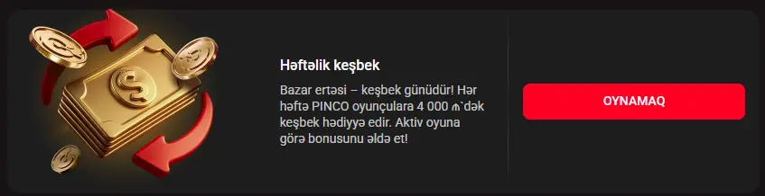 Azərbaycanda Pinco İdman xoş gəldin depozit bonusu