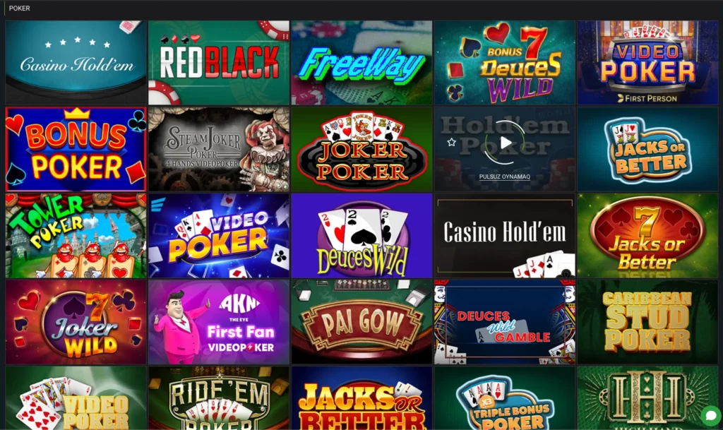Azərbaycan poker kazino oyunları çeşidləri