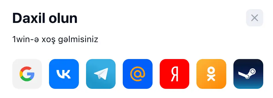 1Win giriş seçimləri – Azərbaycanda Google, VK, Telegram və s. istifadə edərək hesabınıza daxil olun.