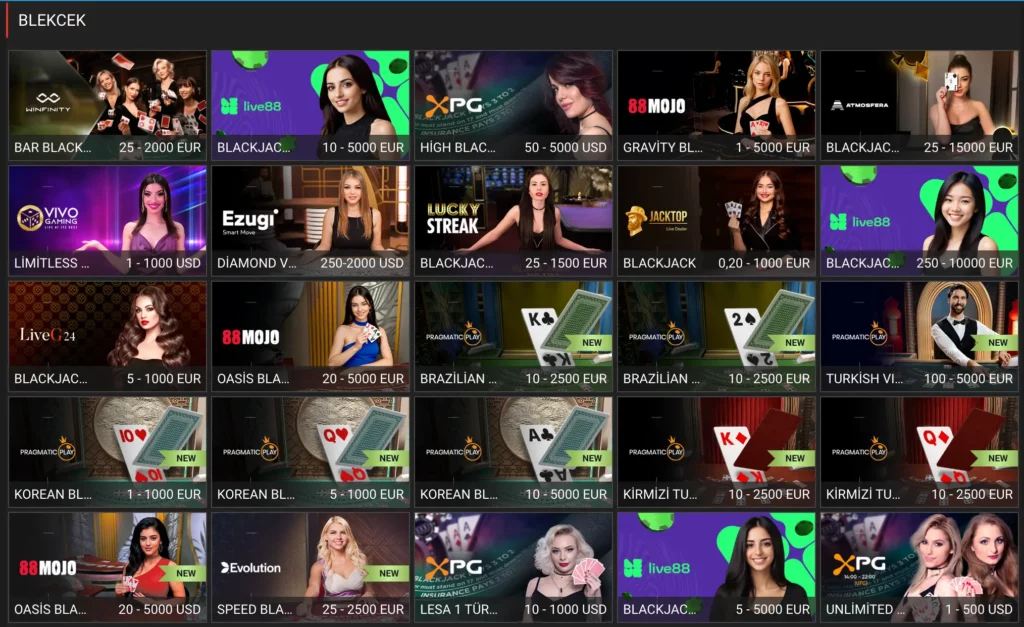 MegaPari Live Blackjack Oyunları