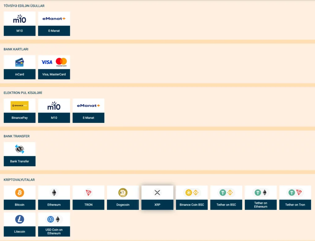 Azərbaycan oyunçuları üçün müxtəlif variantları nümayiş etdirən Yohoho Bet AZ-dan pul çıxarma üsullarının ekran görüntüsü.